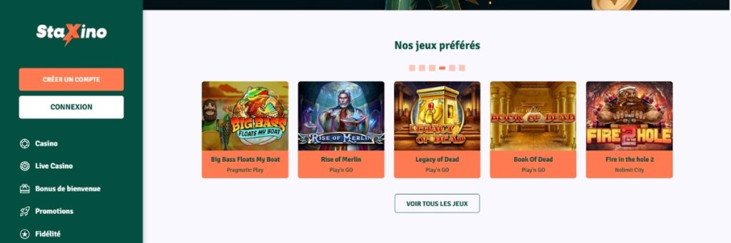 Staxino casino jeux