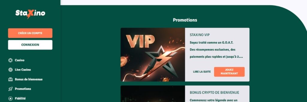 Staxino casino promotions